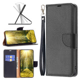 EIDERWOOD Xiaomi Redmi Note 13 (5G) PU Litchi Leather Wallet Case with Strap - Black