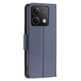 EIDERWOOD Xiaomi Redmi Note 13 (5G) PU Litchi Leather Wallet Case with Strap - Blue