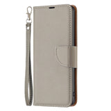 EIDERWOOD Xiaomi Redmi Note 13 (5G) PU Litchi Leather Wallet Case with Strap - Grey