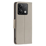 EIDERWOOD Xiaomi Redmi Note 13 (5G) PU Litchi Leather Wallet Case with Strap - Grey