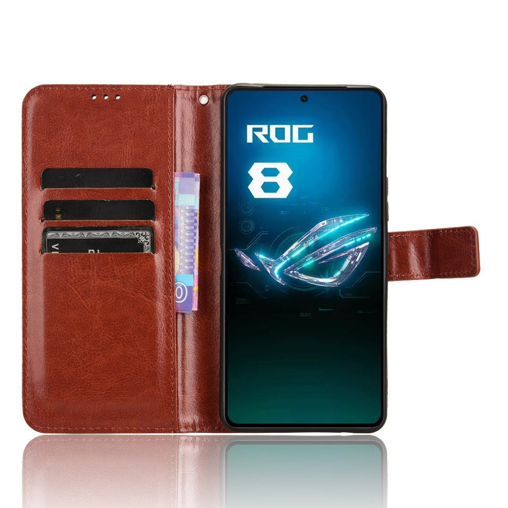 EIDERWOOD Asus ROG Phone 8 / 8 Pro Leather Flip Case w. Stand & Wallet - Brown