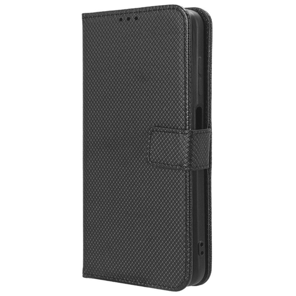 EIDERWOOD Motorola Moto G04 / G24 / G24 Power Leather Flip Case w. Strap & Texture - Black