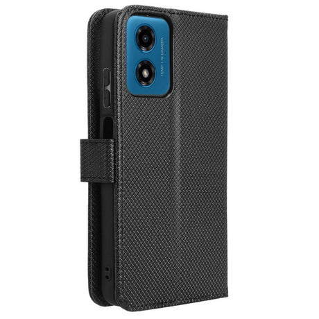 EIDERWOOD Motorola Moto G04 / G24 / G24 Power Leather Flip Case w. Strap & Texture - Black