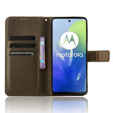 EIDERWOOD Motorola Moto G04 / G24 / G24 Power Leather Flip Case w. Strap & Texture - Brown