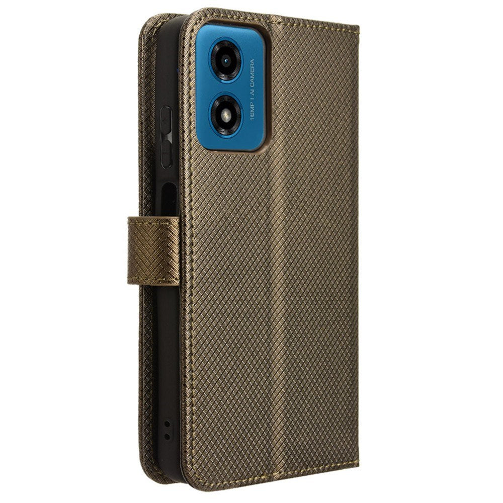 EIDERWOOD Motorola Moto G04 / G24 / G24 Power Leather Flip Case w. Strap & Texture - Brown