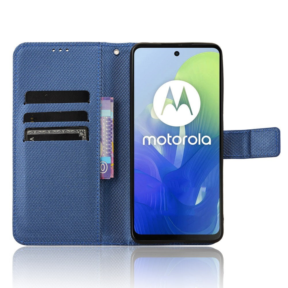 EIDERWOOD Motorola Moto G04 / G24 / G24 Power Leather Flip Case w. Strap & Texture - Blue