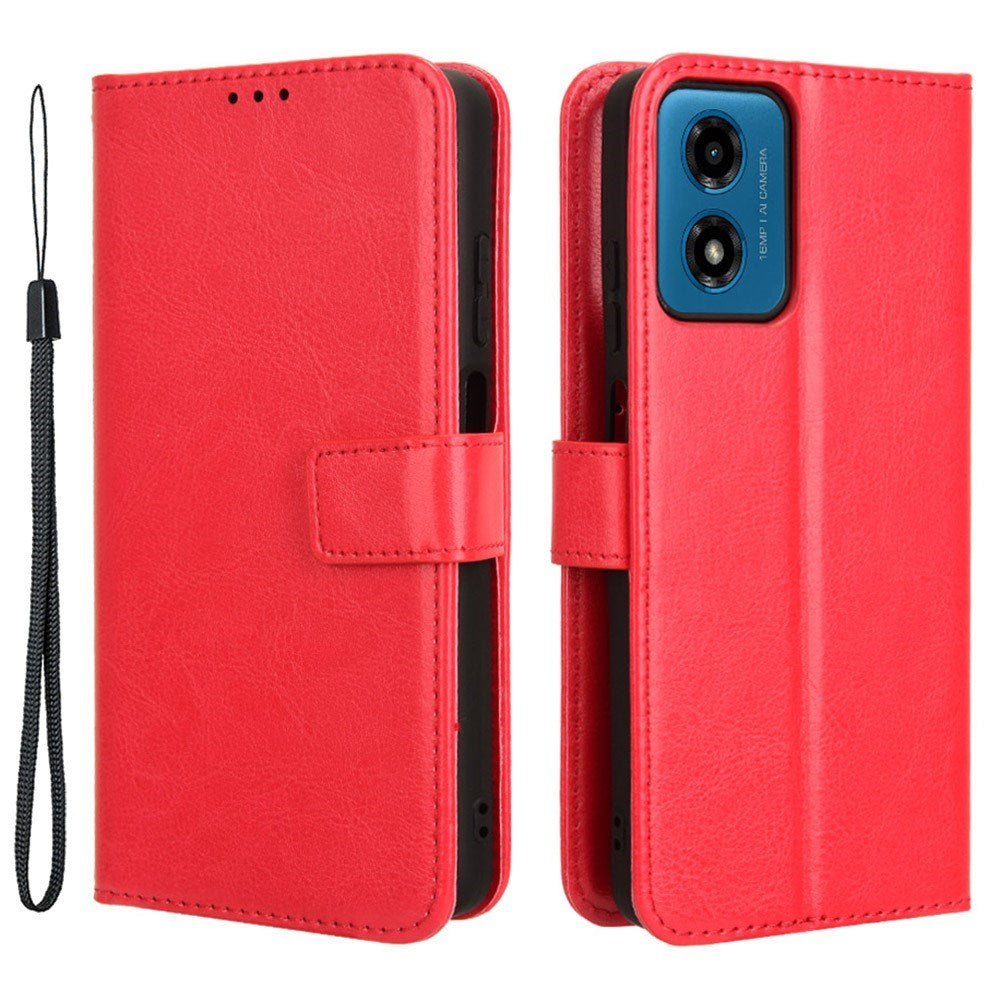 EIDERWOOD Motorola Moto G04 / G24 / G24 Power Leather Flip Case w. Stand & Wallet - Red