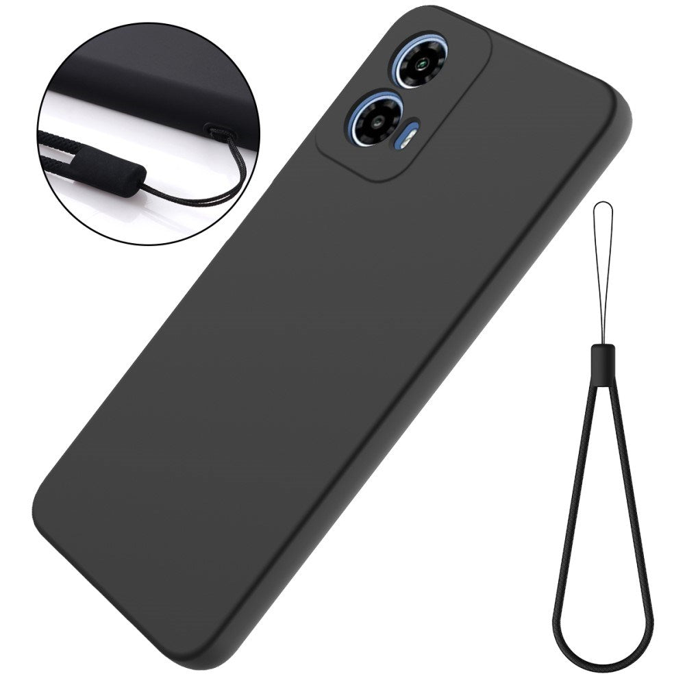 Motorola Moto G34 Liquid Silicone Case w. Strap - Black