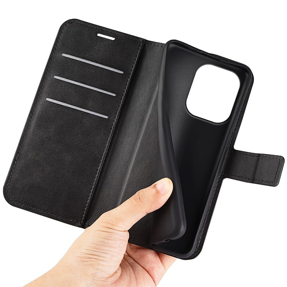 EIDERWOOD Xiaomi Redmi Note 13 (4G) Leather Flip Case w. Card Holder & Magnetic Closure - Black