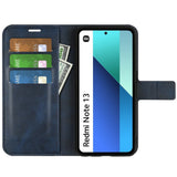 EIDERWOOD Xiaomi Redmi Note 13 (4G) Leather Flip Case w. Card Holder & Magnetic Closure - Blue