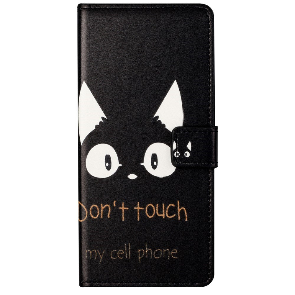 EIDERWOOD Xiaomi Redmi Note 13 (5G) Artificial Leather Flip Case w. Wallet & Stand Function - "Don't Touch My Cell Phone"