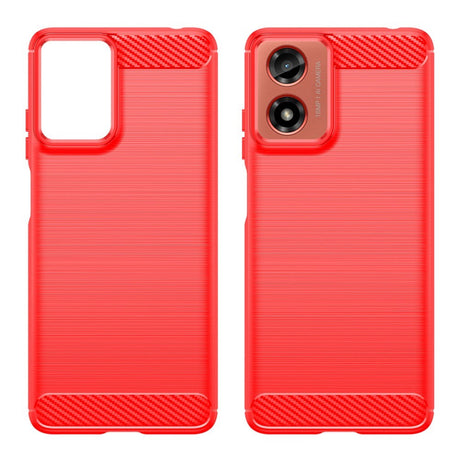 EIDERWOOD Motorola Moto E14 (4G) / G04 (4G) / G04s (4G) / G24 (4G) Brushed Carbon Fiber Flexible Plastic Case - Red