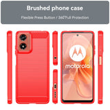 EIDERWOOD Motorola Moto E14 (4G) / G04 (4G) / G04s (4G) / G24 (4G) Brushed Carbon Fiber Flexible Plastic Case - Red