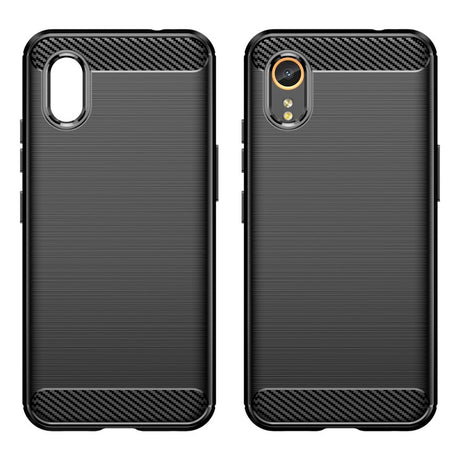 EIDERWOOD Samsung Galaxy Xcover 7 Brushed Carbon Fiber Flexible Plastic Case - Black