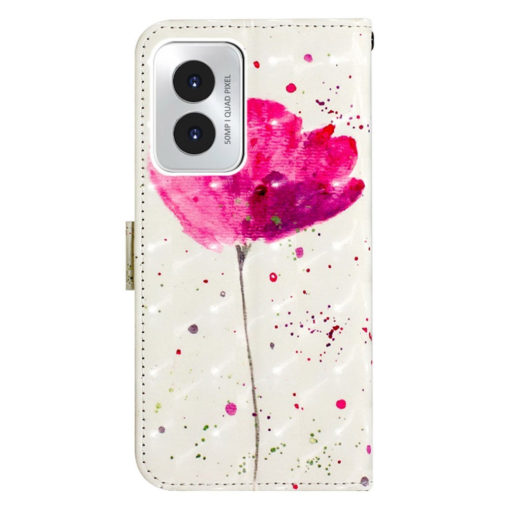 EIDERWOOD Motorola Moto G Play (2024) Artificial Leather Flip Case with Strap & Purse - Flower