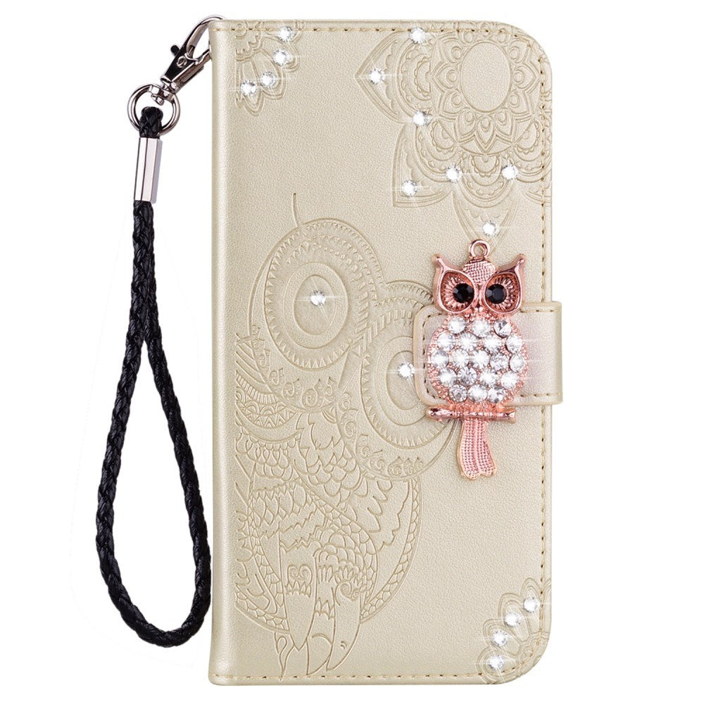 EIDERWOOD Xiaomi Redmi Note 13 Pro 5G / Poco X6 Leather Flip Case w. Wallet - Owl & Rhinestone - Gold