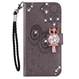 EIDERWOOD Xiaomi Redmi Note 13 Pro 5G / Poco X6 Leather Flip Case w. Wallet - Owl & Rhinestone - Grey