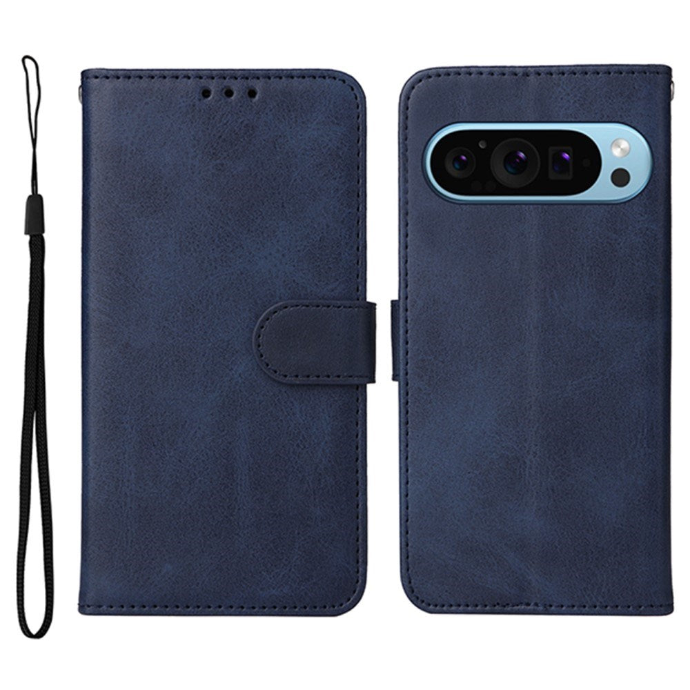 EIDERWOOD Google Pixel 10 / 10 Pro / 9 / 9 Pro Faux Leather Flip Case with Wallet & Strap - Blue