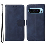 EIDERWOOD Google Pixel 10 / 10 Pro / 9 / 9 Pro Faux Leather Flip Case with Wallet & Strap - Blue