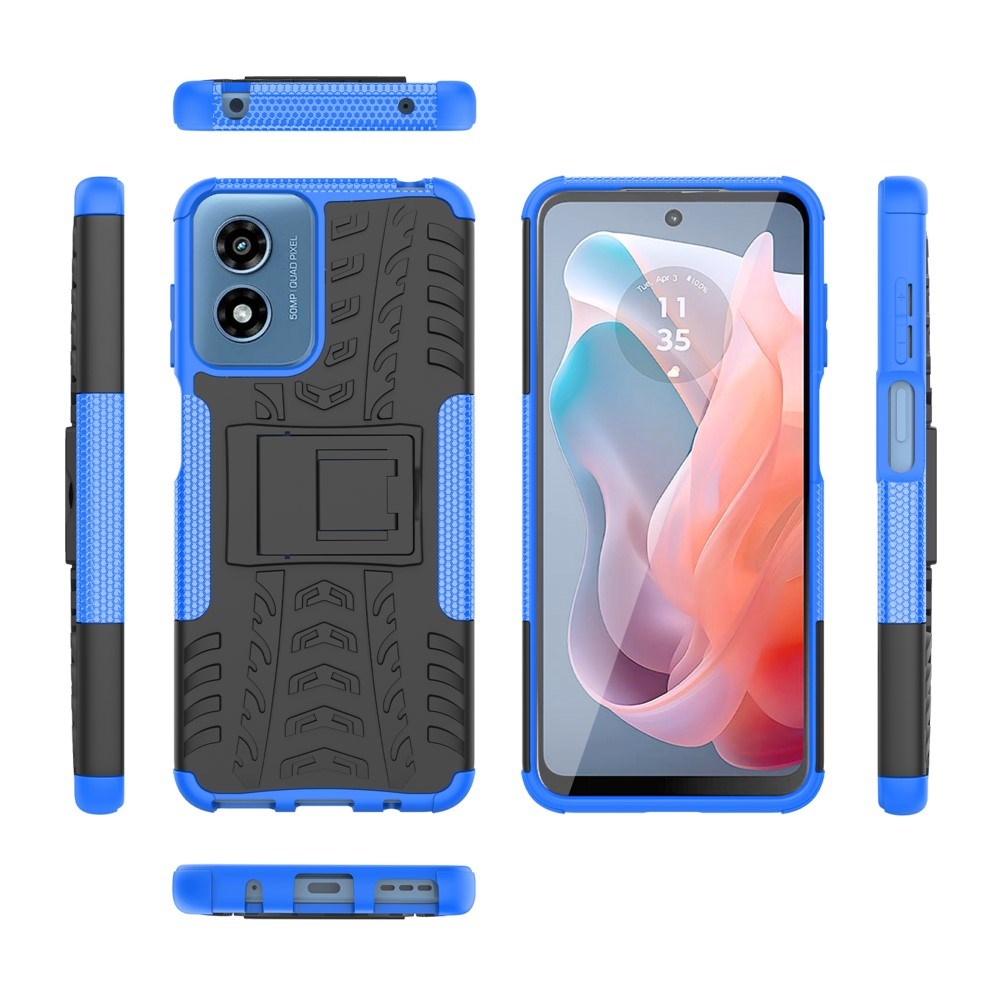 EIDERWOOD Motorola Moto G Play (2024) Hybrid Tough Case w. Kickstand - Black / Blue