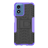 EIDERWOOD Motorola Moto G Play (2024) Hybrid Tough Case w. Kickstand - Black / Purple