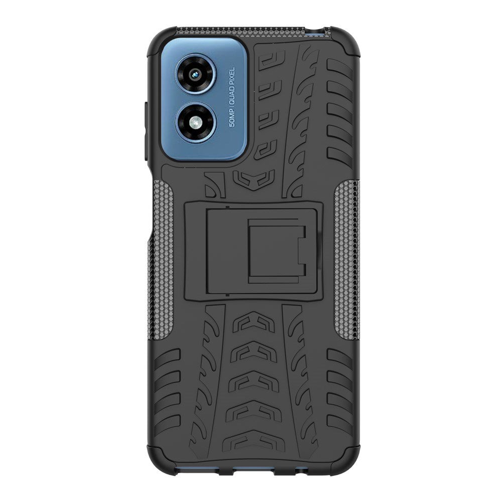 EIDERWOOD Motorola Moto G Play (2024) Hybrid Tough Case w. Kickstand - Black