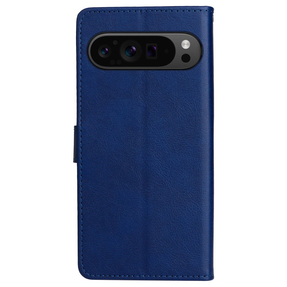 EIDERWOOD Google Pixel 9 Pro XL Leather Flip Case with Wallet and Strap - Blue