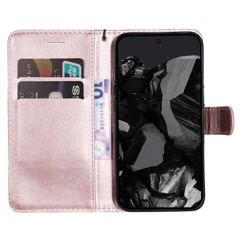 EIDERWOOD Google Pixel 9 Pro XL Leather Flip Case with Wallet and Strap - Rose Gold