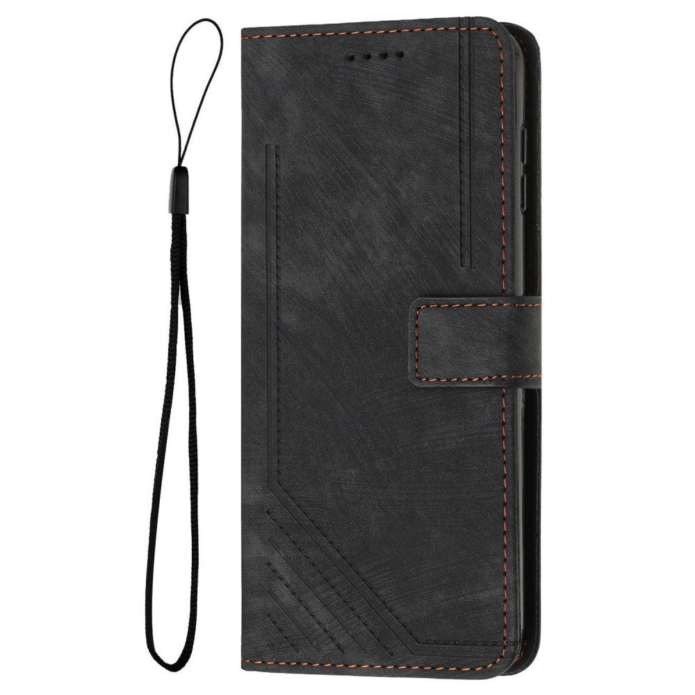 EIDERWOOD Motorola Moto G Play 5G (2024) Leather Flip Case with Wallet and Strap - Black