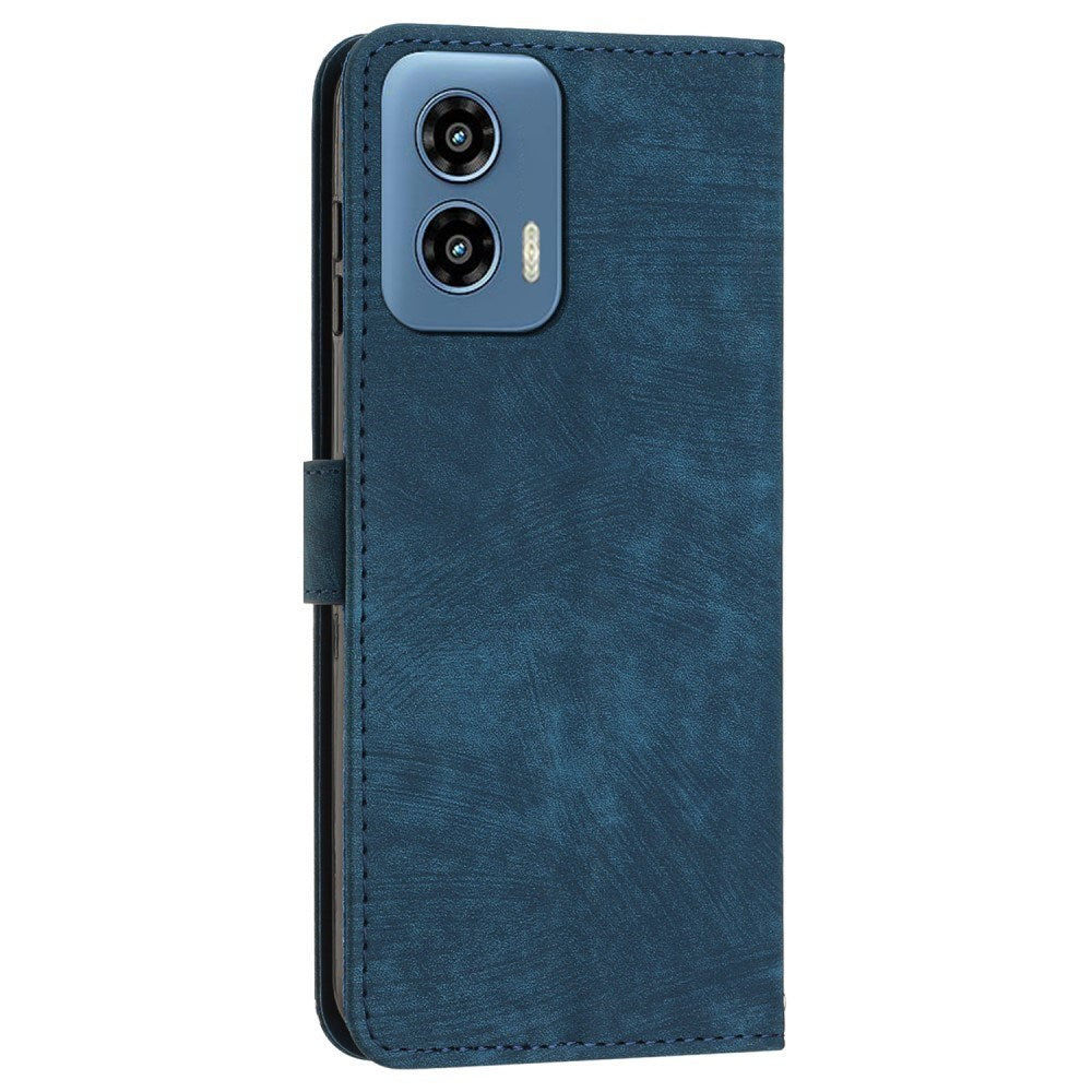 EIDERWOOD Motorola Moto G Play 5G (2024) Leather Flip Case with Wallet and Strap - Blue