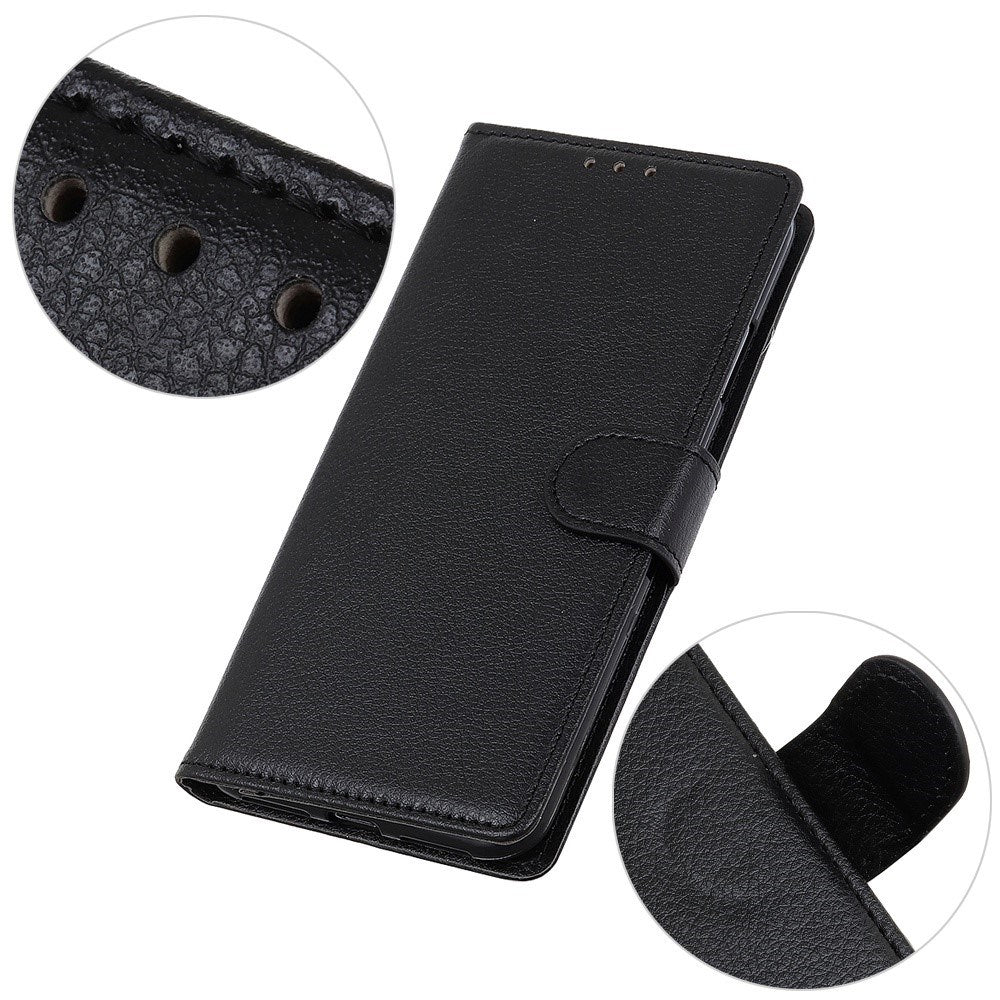 EIDERWOOD Motorola Moto E14 4G / G04 4G / G04s 4G / G24 4G Litchi Texture Stand Phone Cover - Black