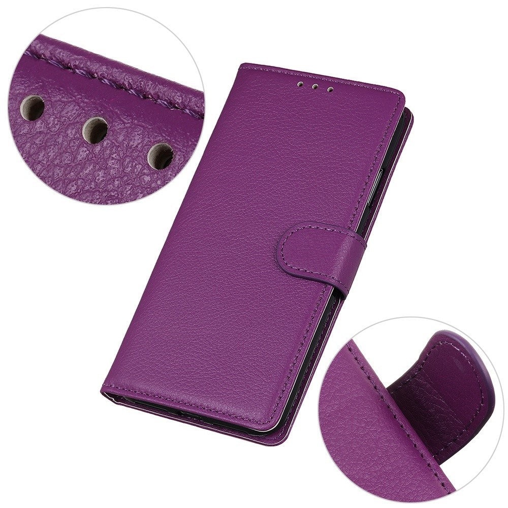 EIDERWOOD Motorola Moto E14 4G / G04 4G / G04s 4G / G24 4G Litchi Texture Stand Phone Cover - Purple