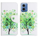 EIDERWOOD Motorola Moto G24 Power Leather Wallet Case w. Print - Green Tree