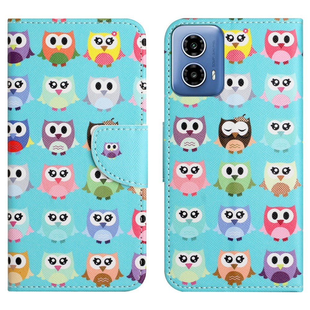 EIDERWOOD Motorola Moto G24 Power Leather Wallet Case w. Print - Owls