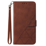 EIDERWOOD Motorola Moto G Play 5G (2024) Soft Leather Wallet Case - Geometry Pattern - Brown