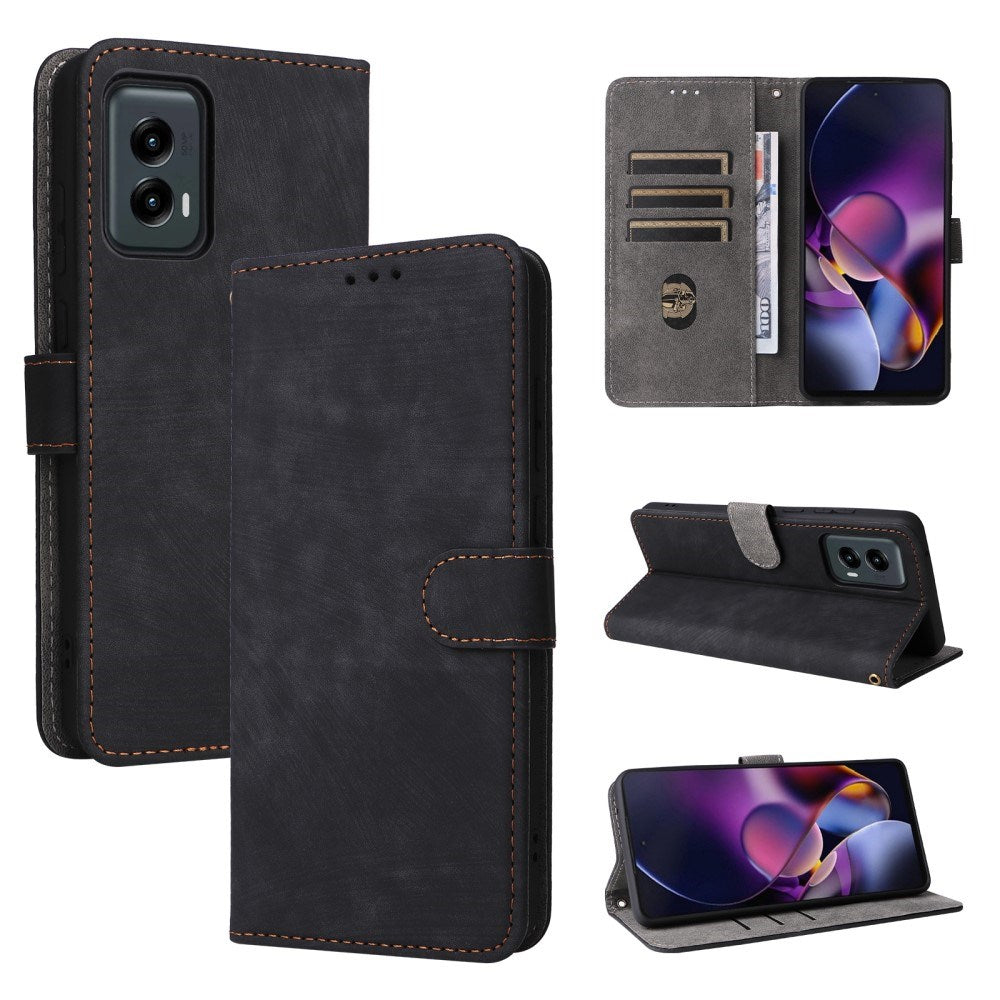 EIDERWOOD Motorola Moto G Stylus 5G (2024) Leather Flip Case with Wallet and Strap - Black