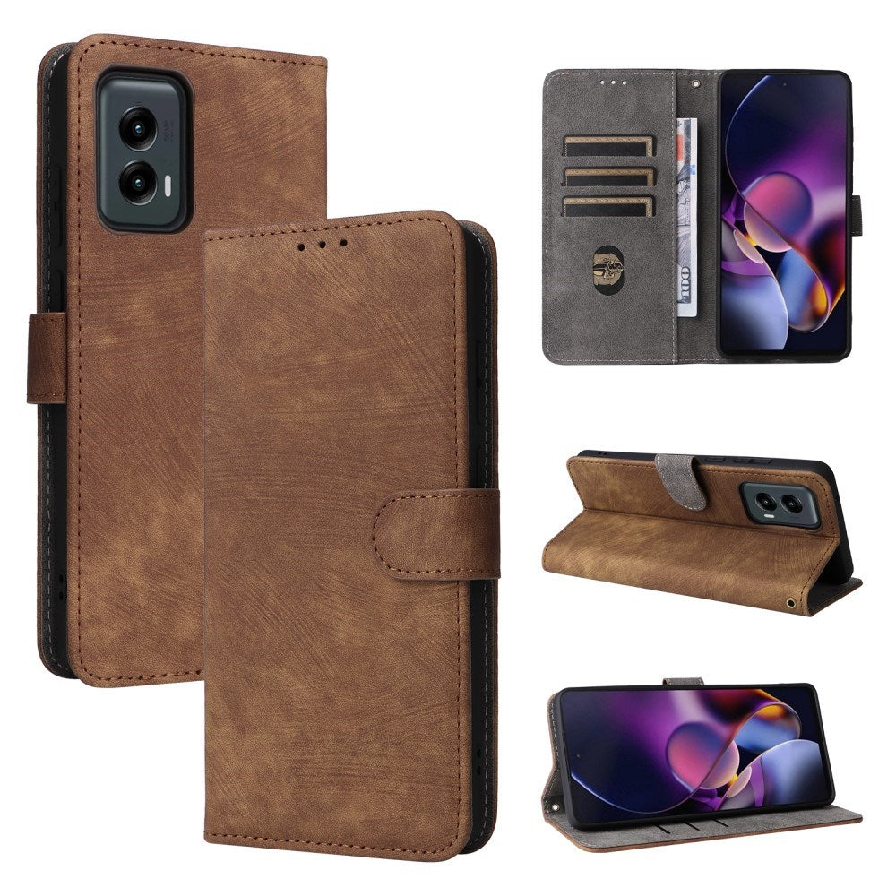 EIDERWOOD Motorola Moto G Stylus 5G (2024) Leather Flip Case with Wallet and Strap - Brown