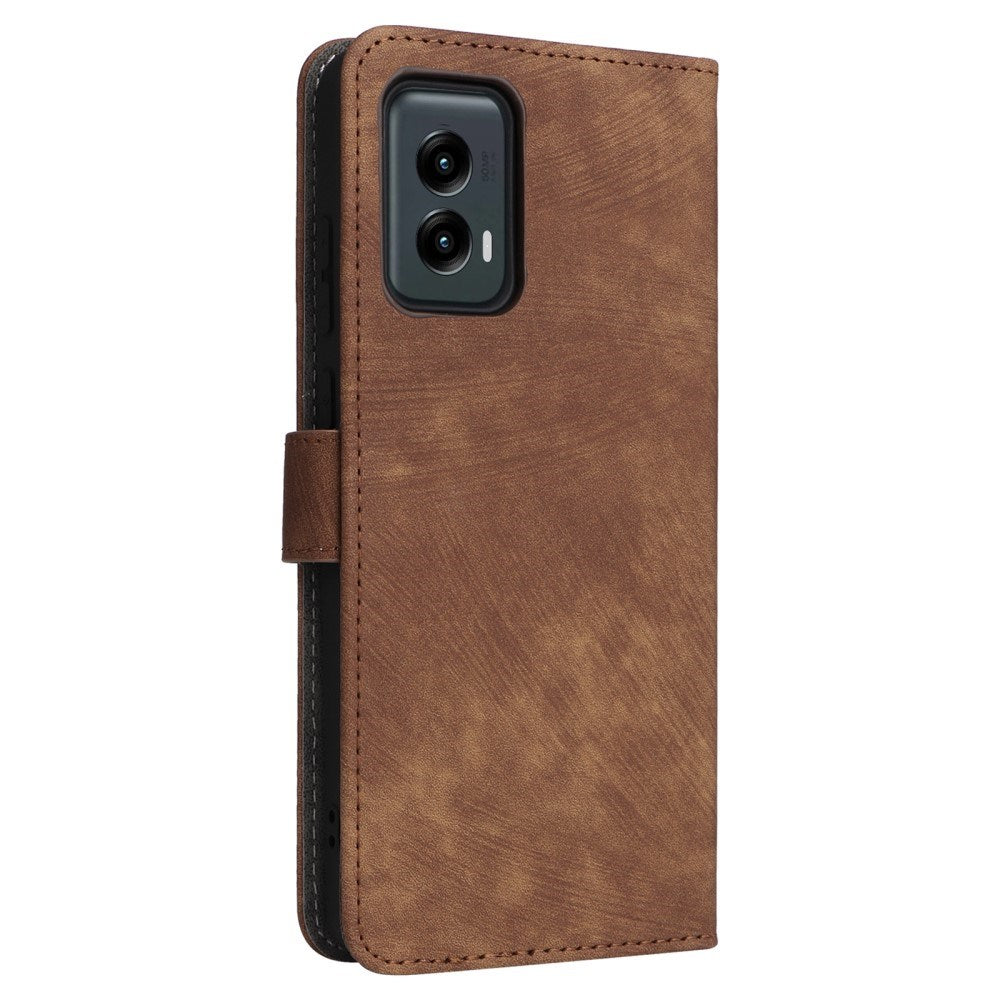 EIDERWOOD Motorola Moto G Stylus 5G (2024) Leather Flip Case with Wallet and Strap - Brown