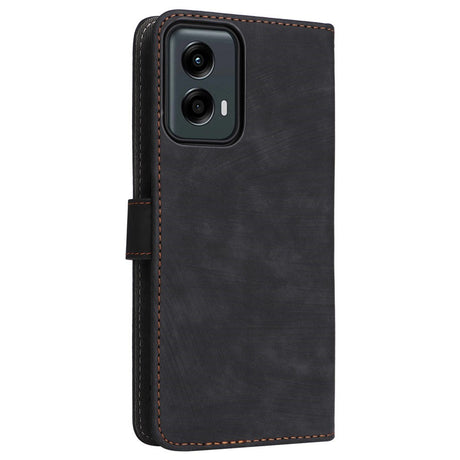 EIDERWOOD Motorola Moto G 5G (2024) Leather Flip Case with Wallet and Strap - Black