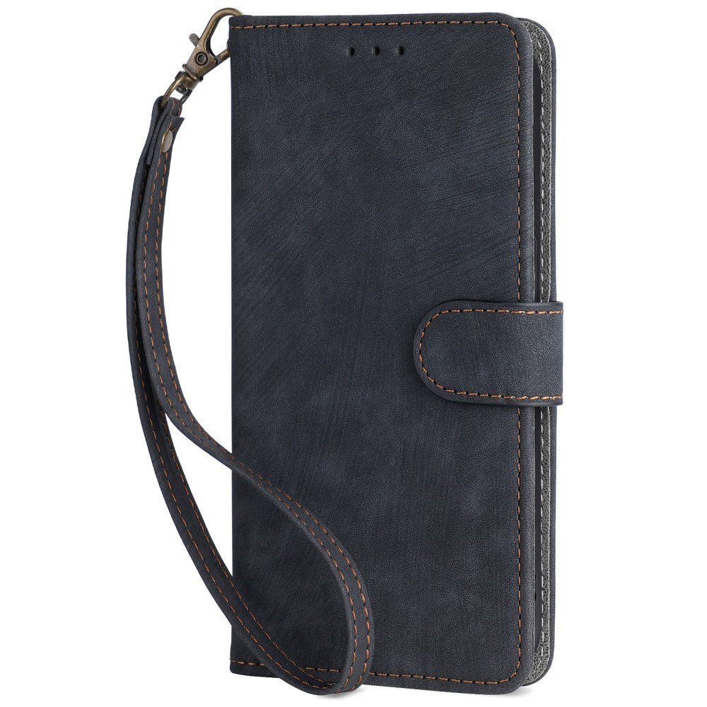 EIDERWOOD Motorola Moto G Play (2024) Leather Flip Case with Wallet and Strap - Black