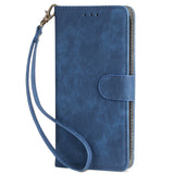 EIDERWOOD Motorola Moto G Play (2024) Leather Flip Case with Wallet and Strap - Blue