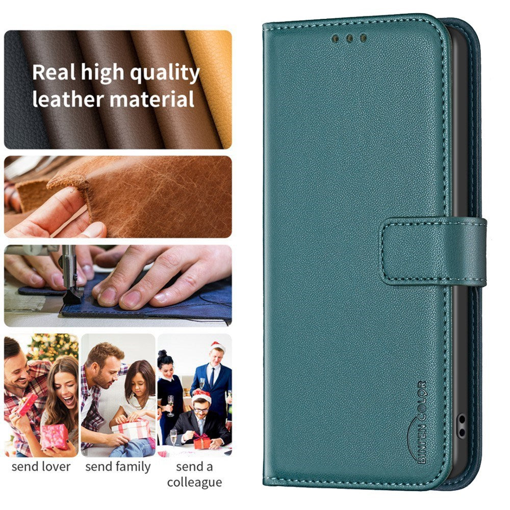 EIDERWOOD Realme C67 (4G) Leather Flip Case with Wallet and Stand Function - Green