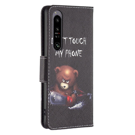 EIDERWOOD Sony Xperia 1 VI Leather Wallet Case & Print - "Don't Touch My Phone" - Bear