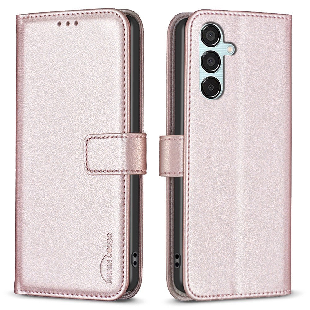 EIDERWOOD Samsung Galaxy M15 (5G) Faux Leather Flip Cover with Stand Function & Card Holder - Rose Gold