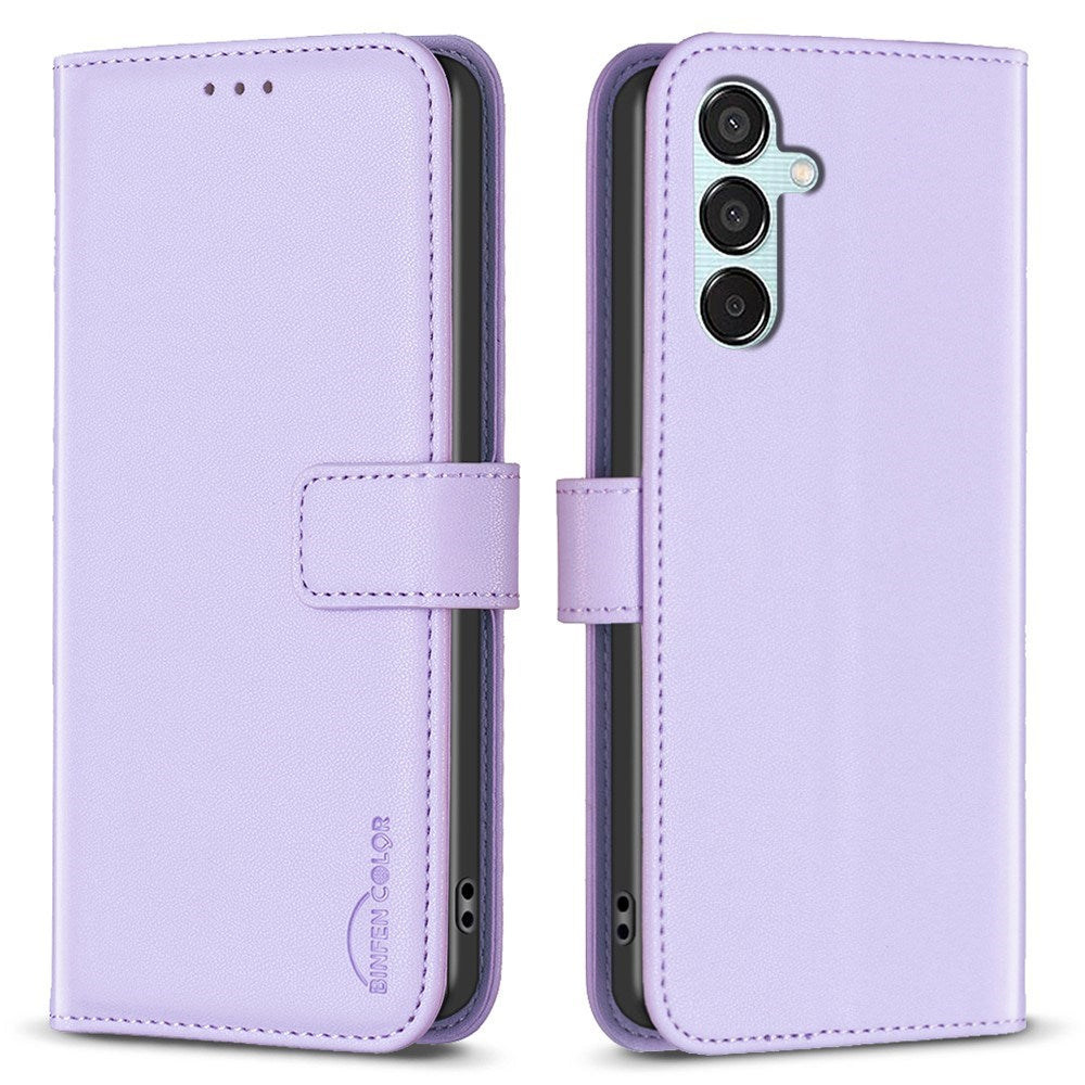 EIDERWOOD Samsung Galaxy M15 (5G) Faux Leather Flip Cover with Stand Function & Card Holder - Lavender