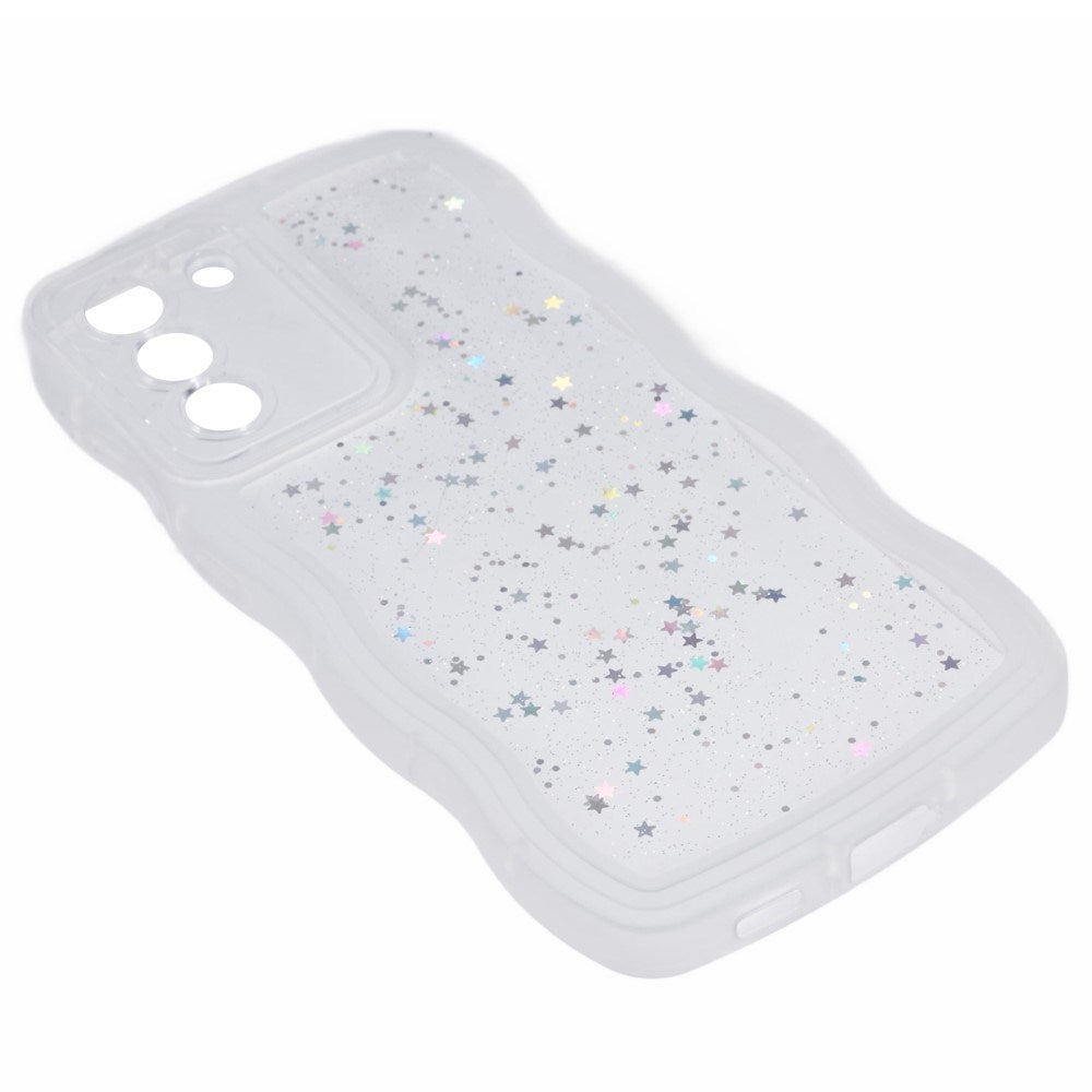 EIDERWOOD Samsung Galaxy S22+ (Plus) Flexible Plastic Wavy Case with Glitter - Transparent / White