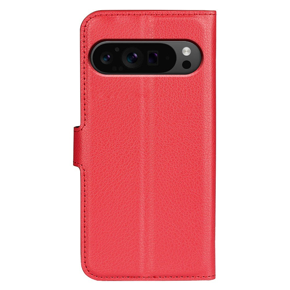 EIDERWOOD Google Pixel 9 Pro XL Litchi Leather Flip Case w. Wallet - Red