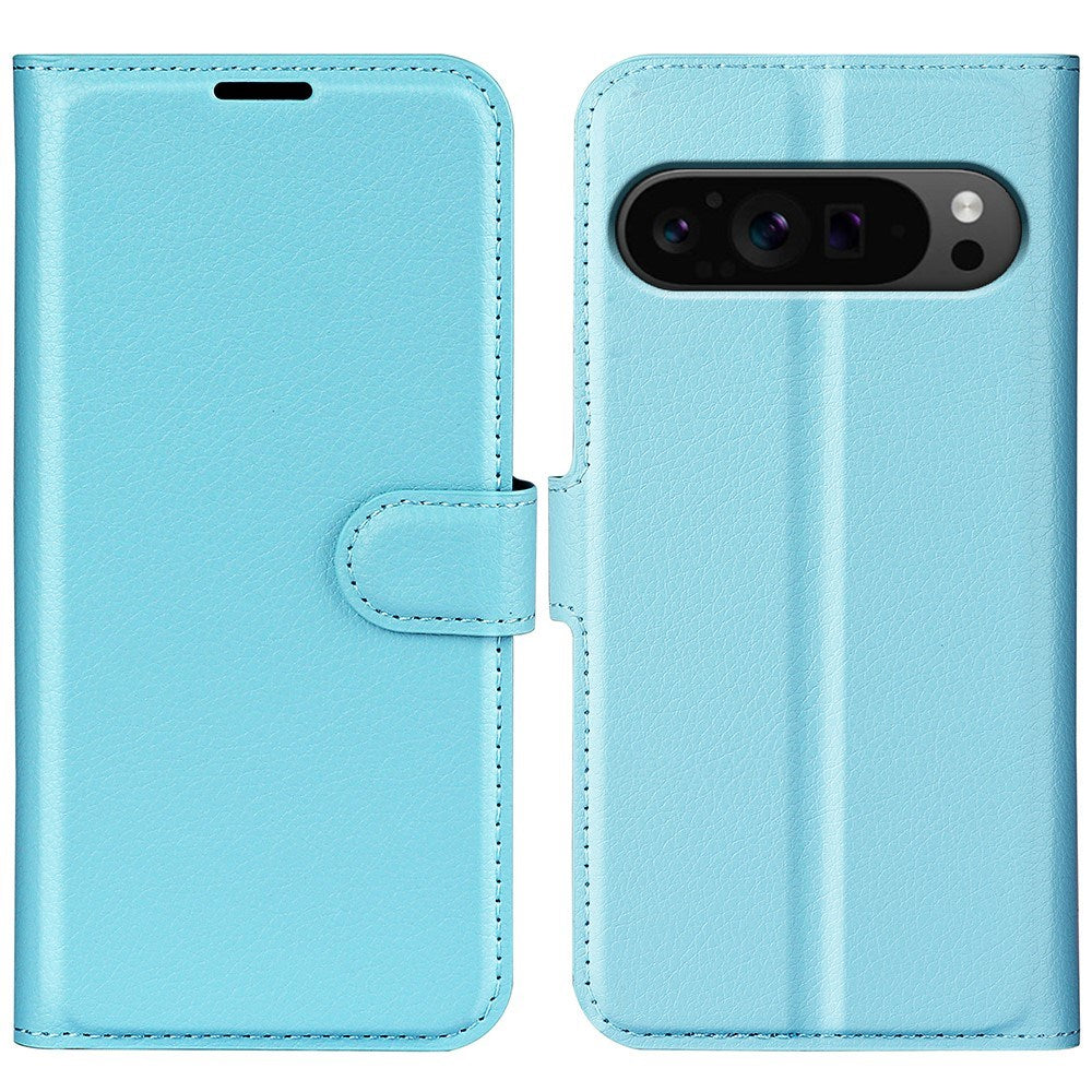 EIDERWOOD Google Pixel 9 Pro XL Litchi Leather Flip Case w. Wallet - Blue