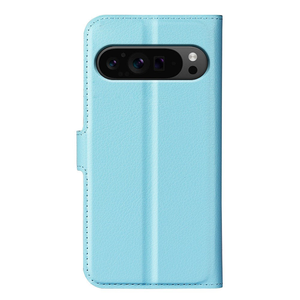 EIDERWOOD Google Pixel 9 Pro XL Litchi Leather Flip Case w. Wallet - Blue