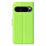 EIDERWOOD Google Pixel 9 Pro XL Litchi Leather Flip Case w. Wallet - Green